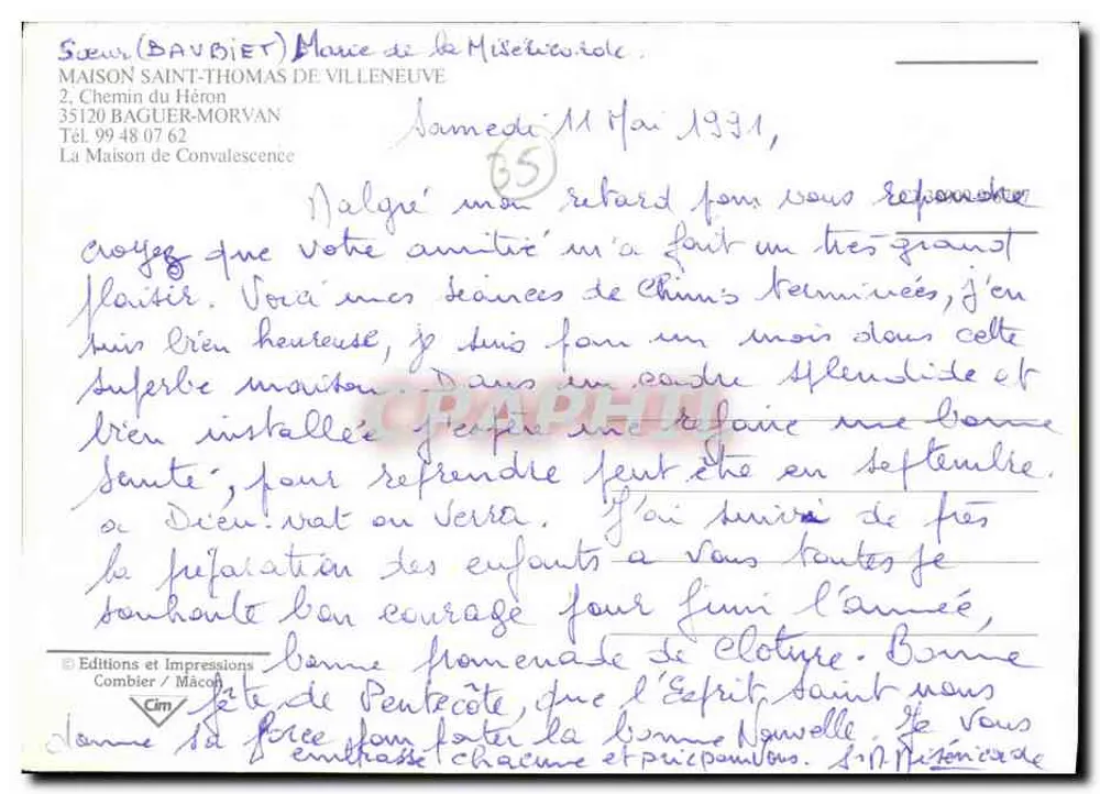 Maison Saint-Thomas de Villeneuve — Baguer-Morvan — Editions et Impressions Combier - Rückseite