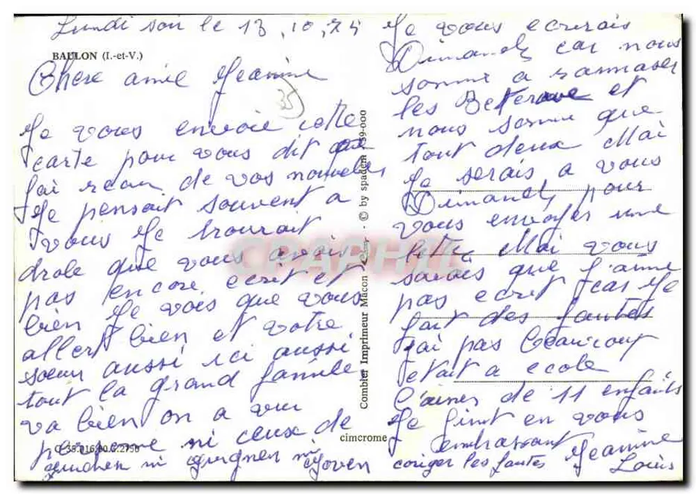 Baulon — editora Combier Imprimeur, n° 2.295a - Verso