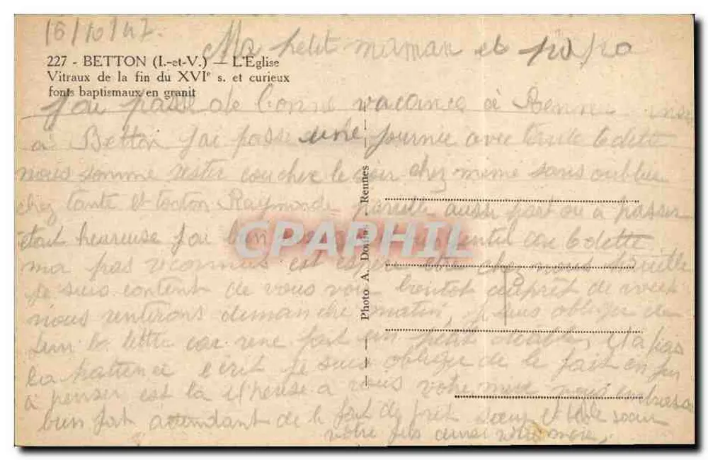 Kerk van Betton — Ramen van het einde van de 16e eeuw en merkwaardige doopfonten van graniet — Foto A. D. - Achterkant