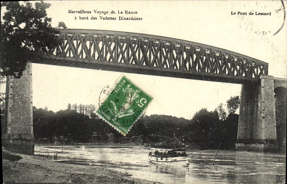 Der Lessard-Brücke — Ansicht der metallischen Brücke über die Rance an Bord der Dinardaise Launches — Ausgabe der Agenturen A. Botin, Dinard - Vorderseite