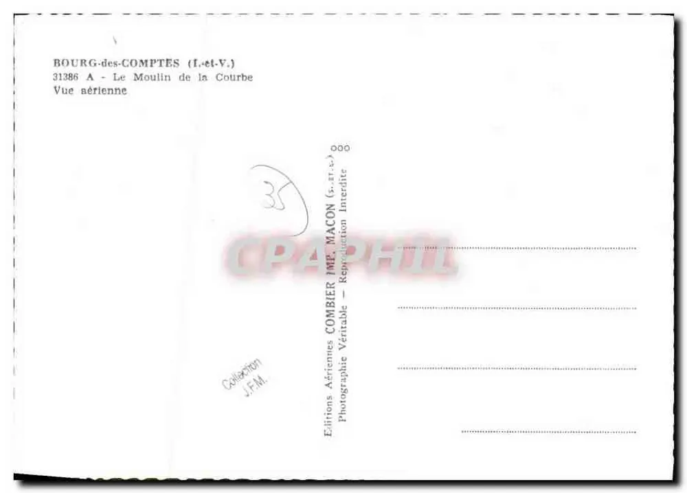 Bourg-des-Comptés — Ansicht des Mühlen der Courbe — Éditions Aériennes Combier - Rückseite
