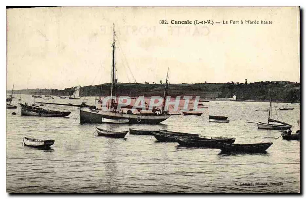 Cancale (I.-et-V.) — O Porto com Maré Alta — A. Lamiral, editor, N°392 - Frente