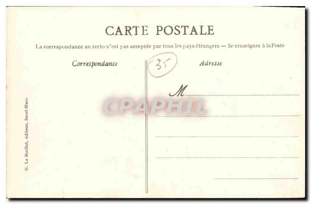 Cancale - A Baía e o Rocher — H. Le Maillot, editor Saint-Malo, n° 1442 - Verso