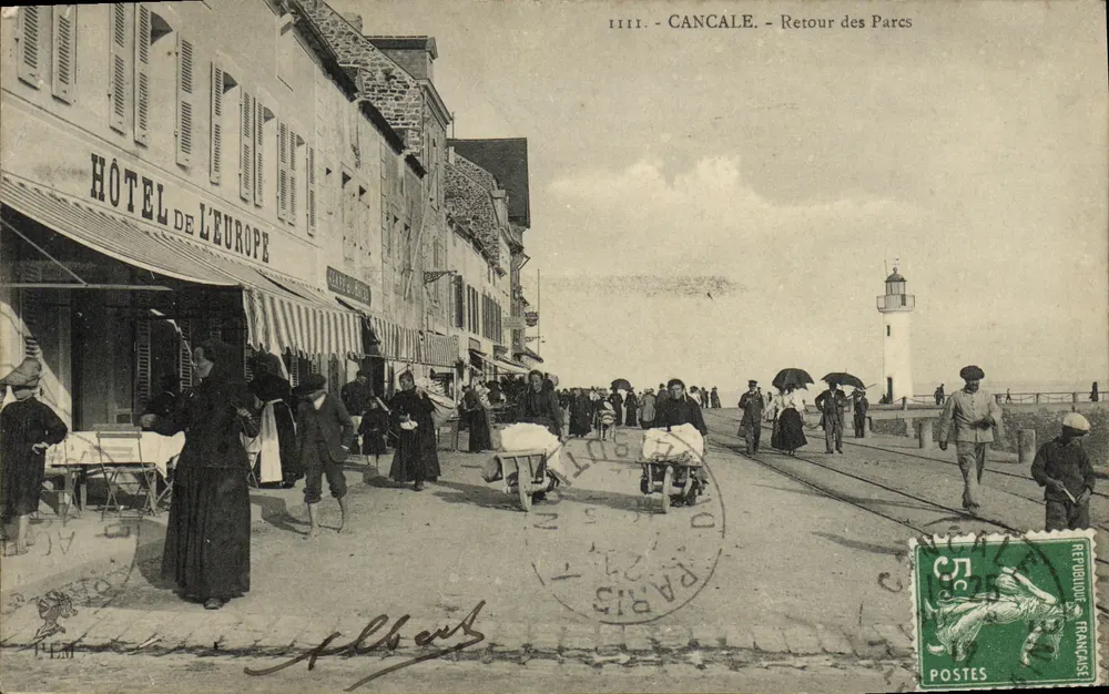 Cancale - Retorno dos Parques — Hotel de l'Europe, editor H. Le Maillot, n° IIIII - Frente