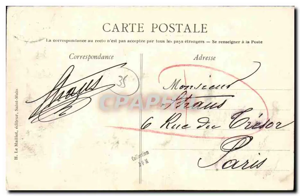 Côte d'Émeraude — Cancale — Der Môle und das Hotel Du Guesclin — H. Le Mallet, Verlag - Rückseite