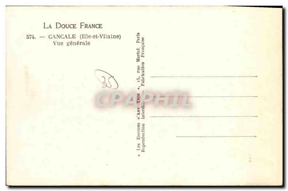 Cancal — Vista geral — Yvon - Verso