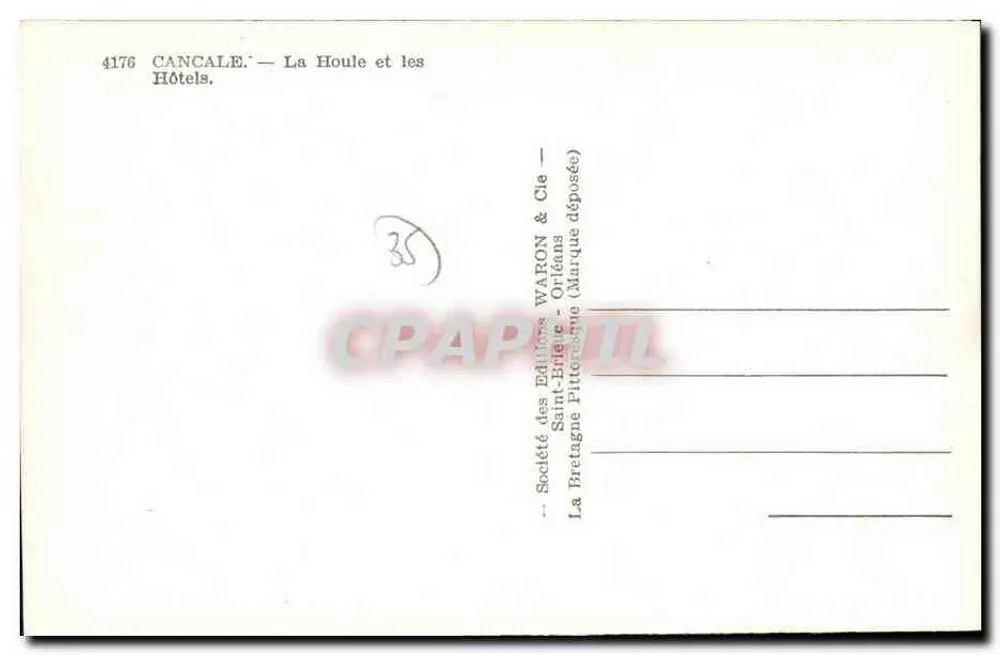 Cancale — A Houle e os Hotéis — Edições Waron - Verso