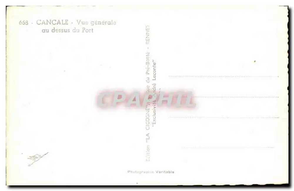 Cancale — Vista geral acima do porto — Edição 'La Cigogne' - Verso