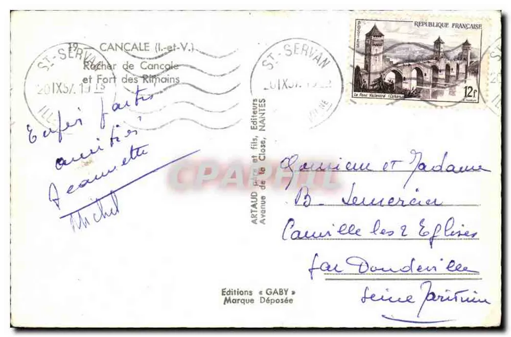 Rocher de Cancale und Fort des Rimaîns — maritime Ansicht — Éditions Gaby - Rückseite