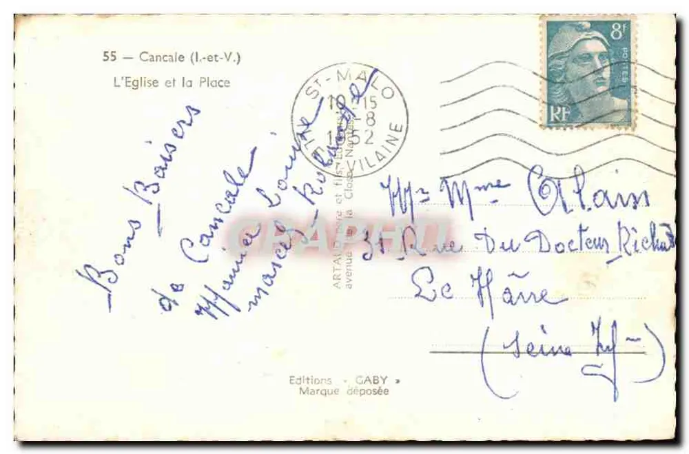 Cancale (Ille-et-Vilaine) — A Igreja e a Praça — Éditions GABY - Verso