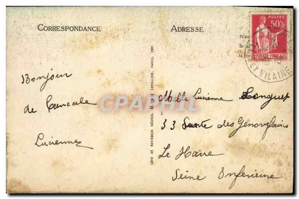 Cancale — Os Rochos — ND - Verso