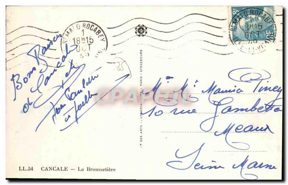 Cancale — La Broussetière — LL.54, editor dos Arts Graphecaïques - Verso