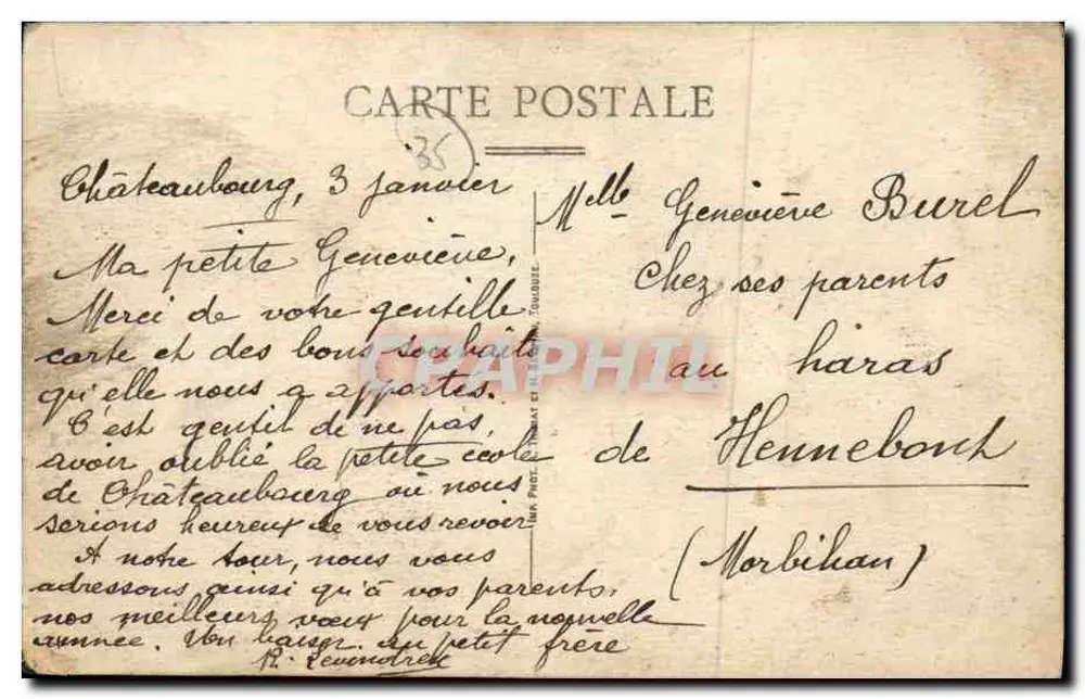 Châteaubourg — Estrada de Vitré — Edit. Houget - Verso