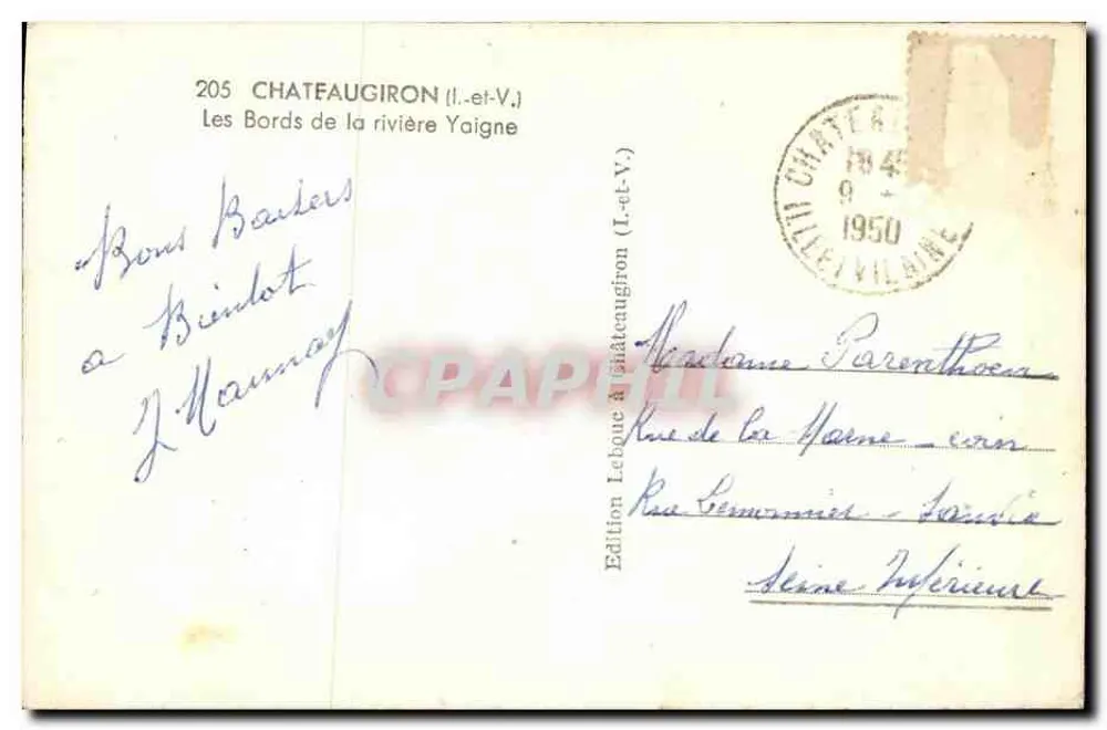 Châteaugiron — Les Bords de la rivière Yaigne — Édition Leboue - Verso