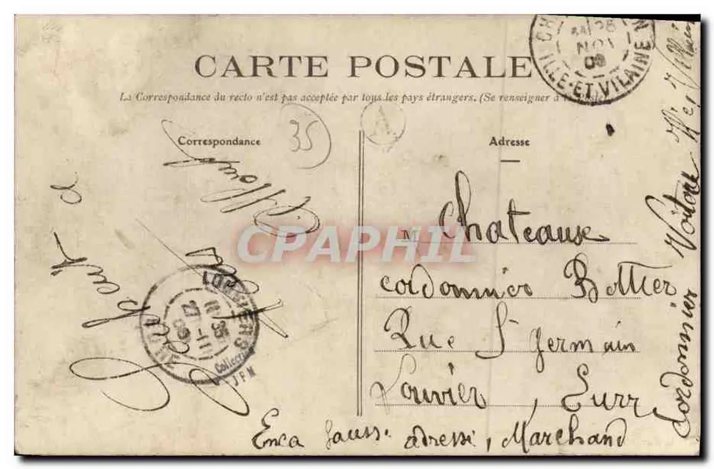 Châteaugiron (Il-et-V.) — La Cour d'Honneur — Editore: E. Nary, Havrechère - Verso