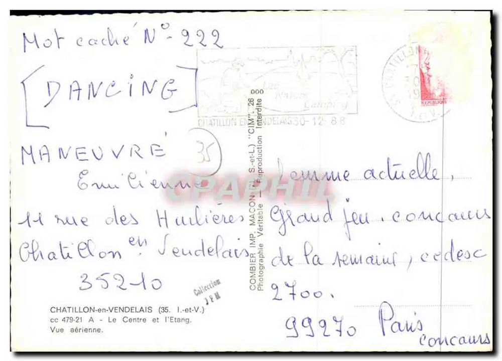 Chatillon-en-Vendélaïs — Luftbild — Combiér Imp. Satill - Rückseite