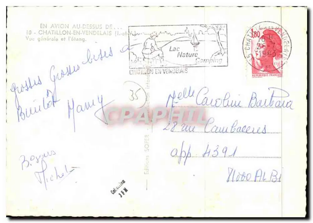 Chatillon-en-Vendélaïs — Vista general y el estanque — Edición SOFER - Reverso