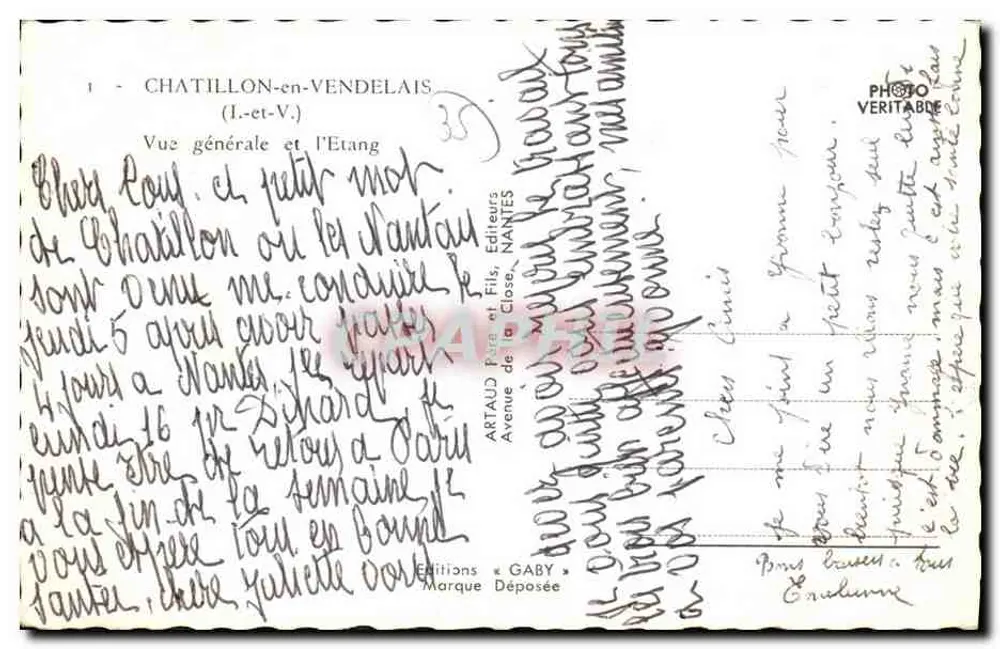 Chatillon-en-Vendélaïs — Vue générale et l'Etang — Éditions Gaby - Verso