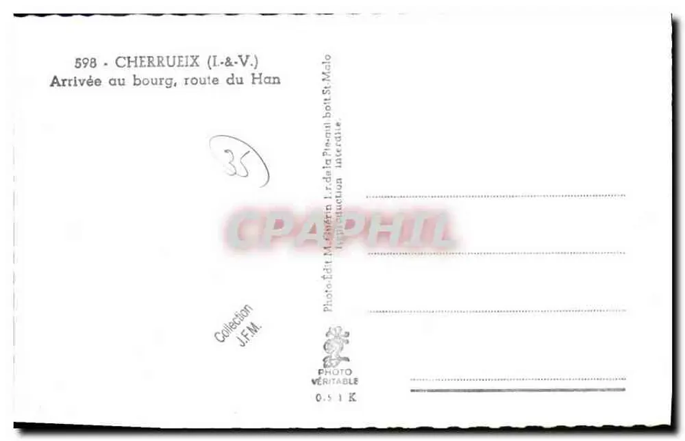 Cherrueix (I.&V.) — Chegada ao vilarejo, estrada do Han — Editor Emge - Verso