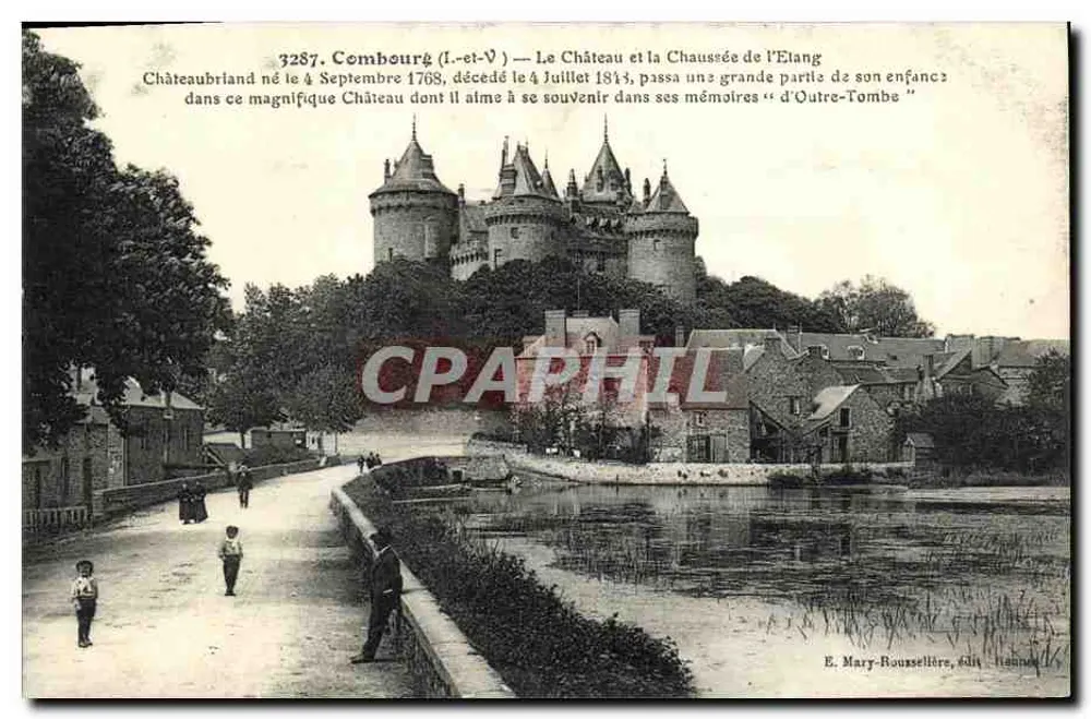 Combourg (Il-et-V) — Schloss und Weg zum See — E. Mary-Roussellère, Verlag Lannion - Vorderseite