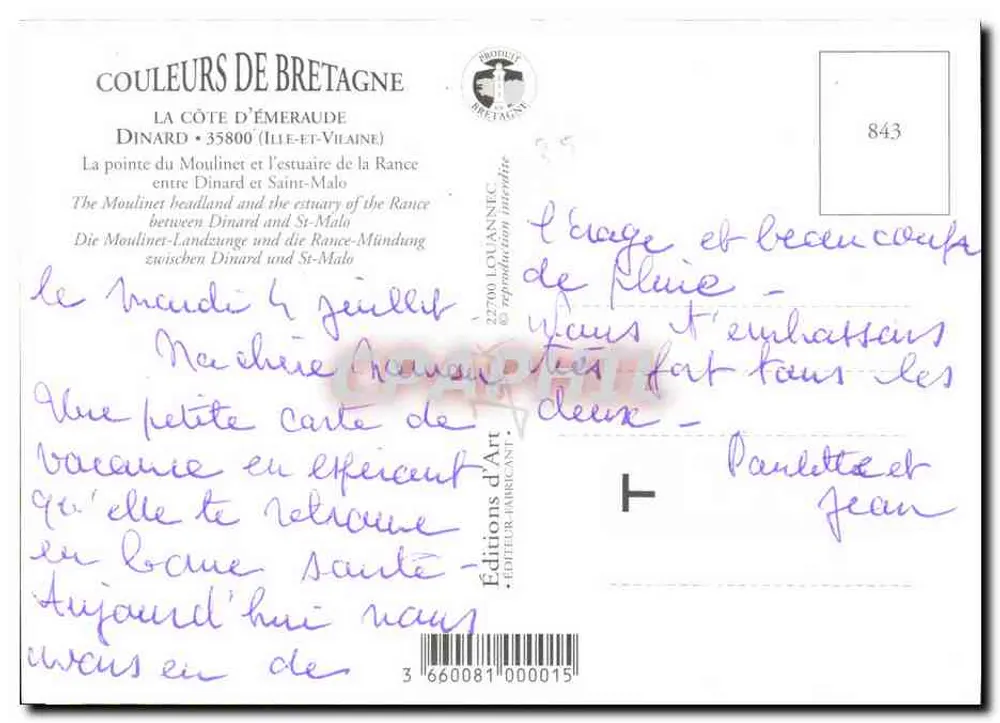 Dinard — Brzeg Zielonego Diamentu — Wydawnictwo Art Louannec - Rewers