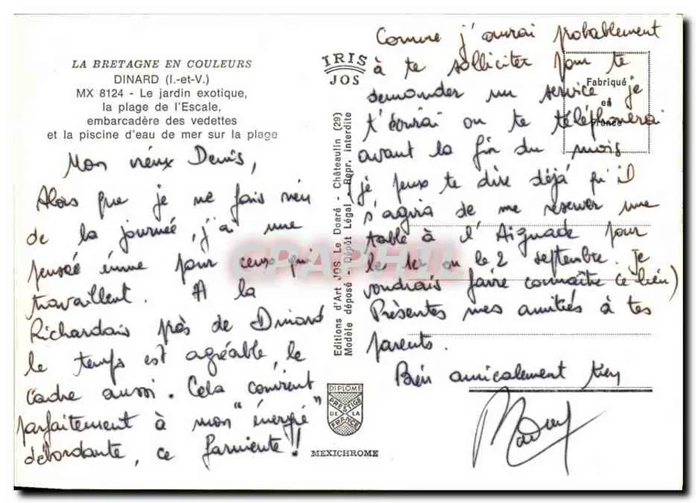Dinard — Panoramablick und Strand — Éditions Iris Jos - Rückseite