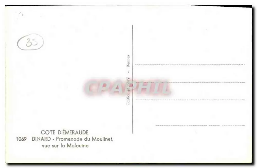 Dinard - Promenade du Moulinet, Ansicht der Malouine — Edition NY - Rennes, Nr. 1069 - Rückseite
