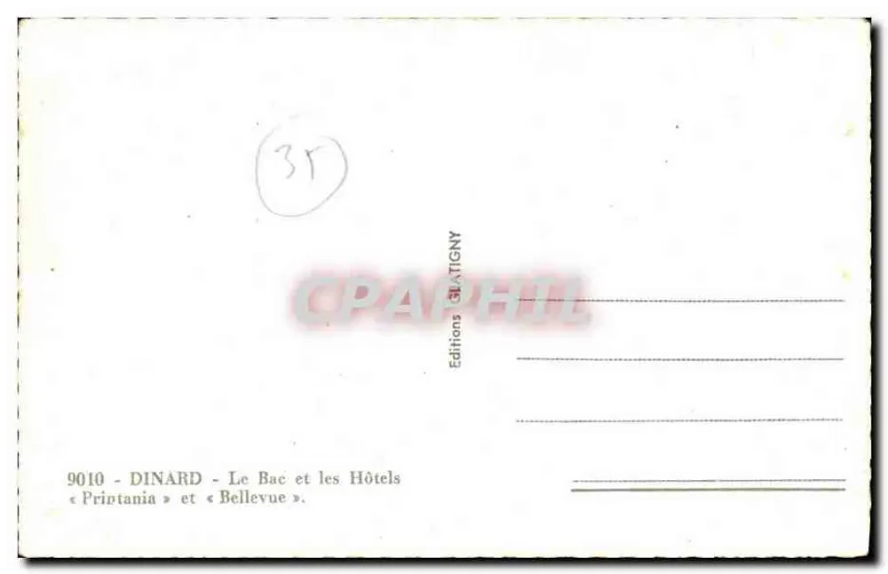 Dinard - Der Fähranleger und die Hotels « Printania » und « Bellevue » — Edition Glatigny, Nr. 9010 - Rückseite