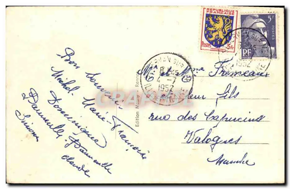 Dinard — Ponta do Moulinet — Costa da Esmeralda — Edição Ménay n°1394 - Verso