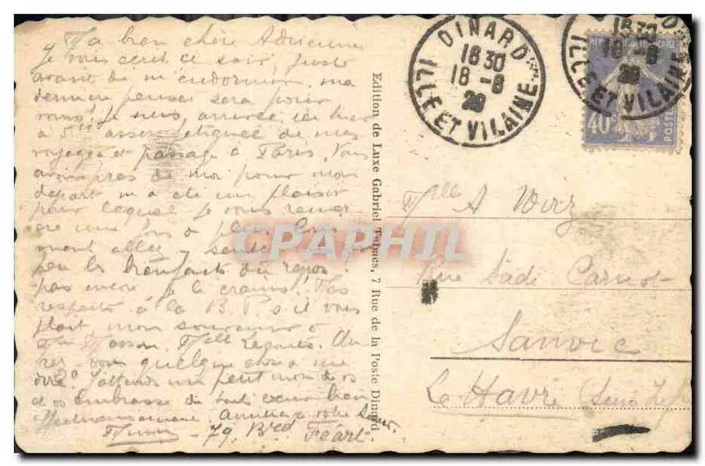 Dinard - A Calé da Vicomté — Edição de Luce Gabriel Trépès, n°4 - Verso