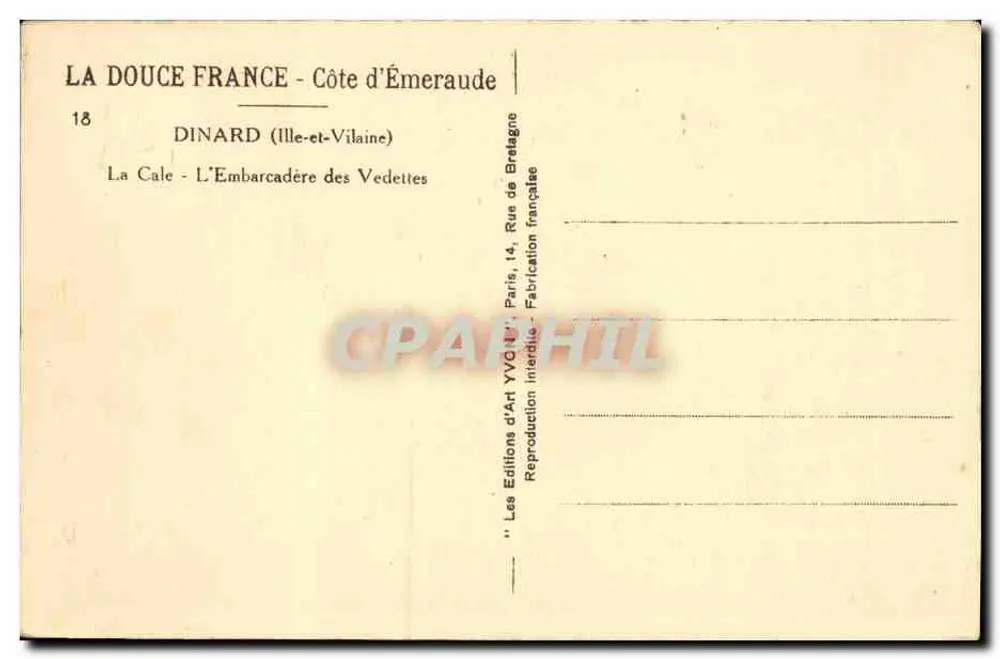 Dinard - La Cale - El Muelle de las Lanchas — Les Éditions d'Art YVC N°18 - Reverso