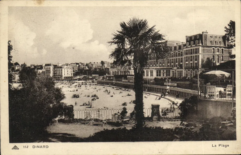 Dinard — A Praia — Bilhete postal antigo n°112, editor Bilhete postal antigo - Frente