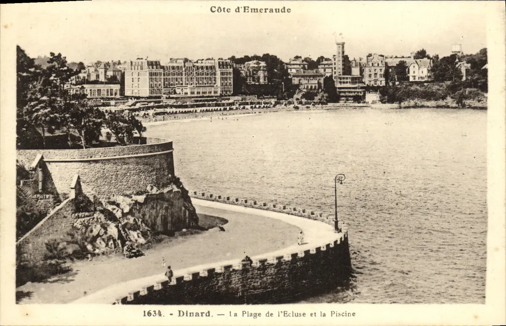 Dinard — Costa de Esmeralda, a Praia da Ecluse e a Piscina — série 1634, editor Laurent-Nel - Rennes - Frente