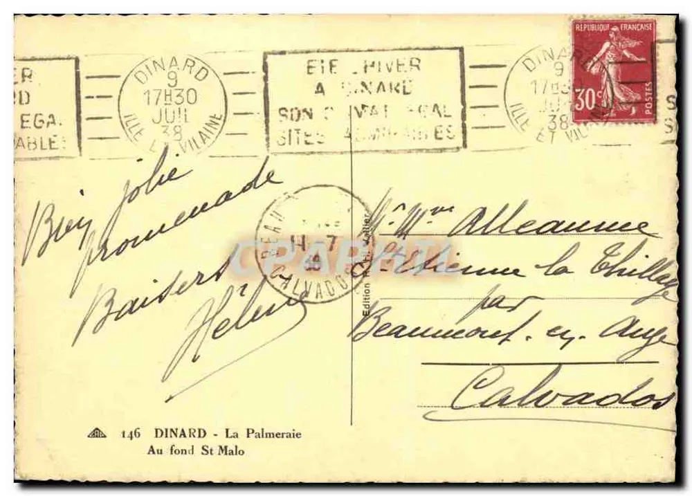 Dinard - Die Palmenhain — Im Hintergrund St Malo — Édition La Palmeraie, n°146 - Rückseite