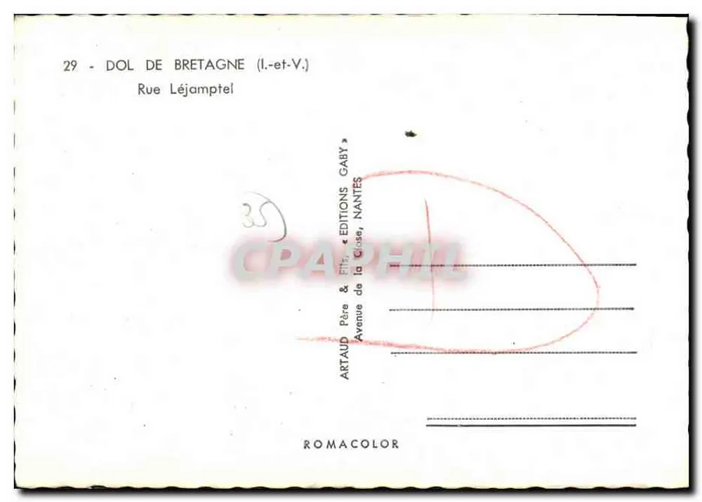 Dol-de-Bretagne — rue Léjampitel — éditeur Gaby - Verso
