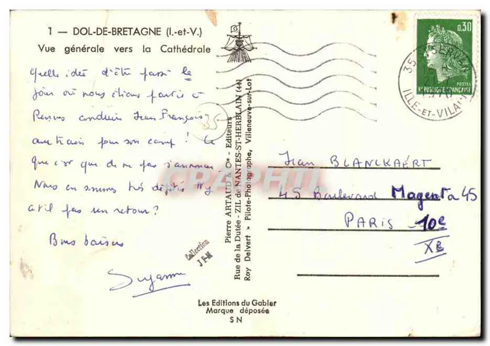Dol-de-Bretagne (Ille-et-Vilaine) — Vista geral em direção à Catedral — Pierre Artaud & Cie, N°1 - Verso
