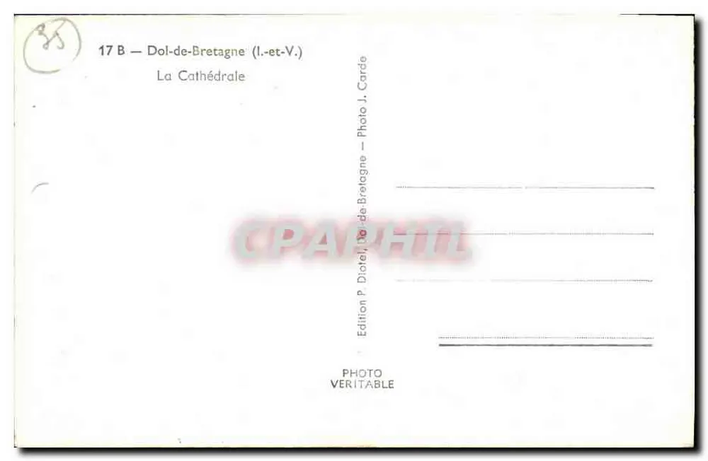 Dol-de-Bretagne — A Catedral — Edição P. Dol-de-Bretagne - Verso