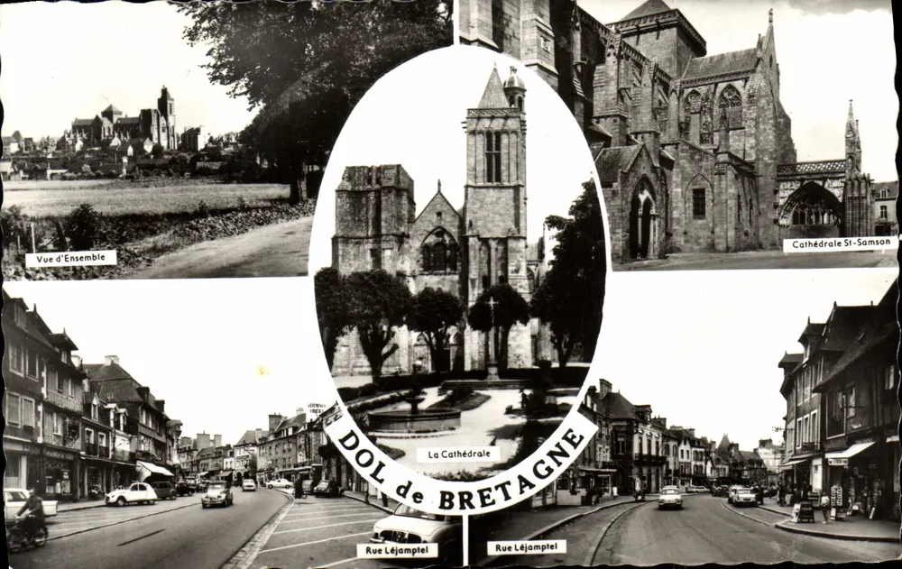 Dol de Bretagne — Vista geral, Catedral de Saint-Samson, Rua Léjampetel — Edições Artaud & De Cloze, N° 287 - Frente