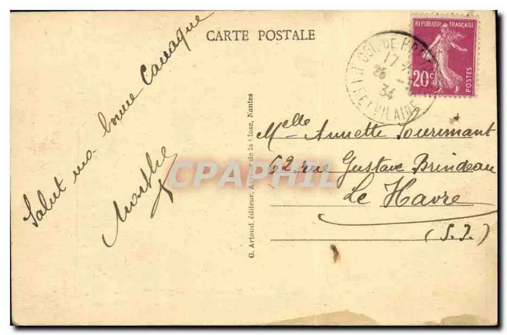 Colonne-Bretagne (Loire-Atlantique) — Place Toullier und im Hintergrund die Kathedrale — G. Artaud, Nantes - Rückseite