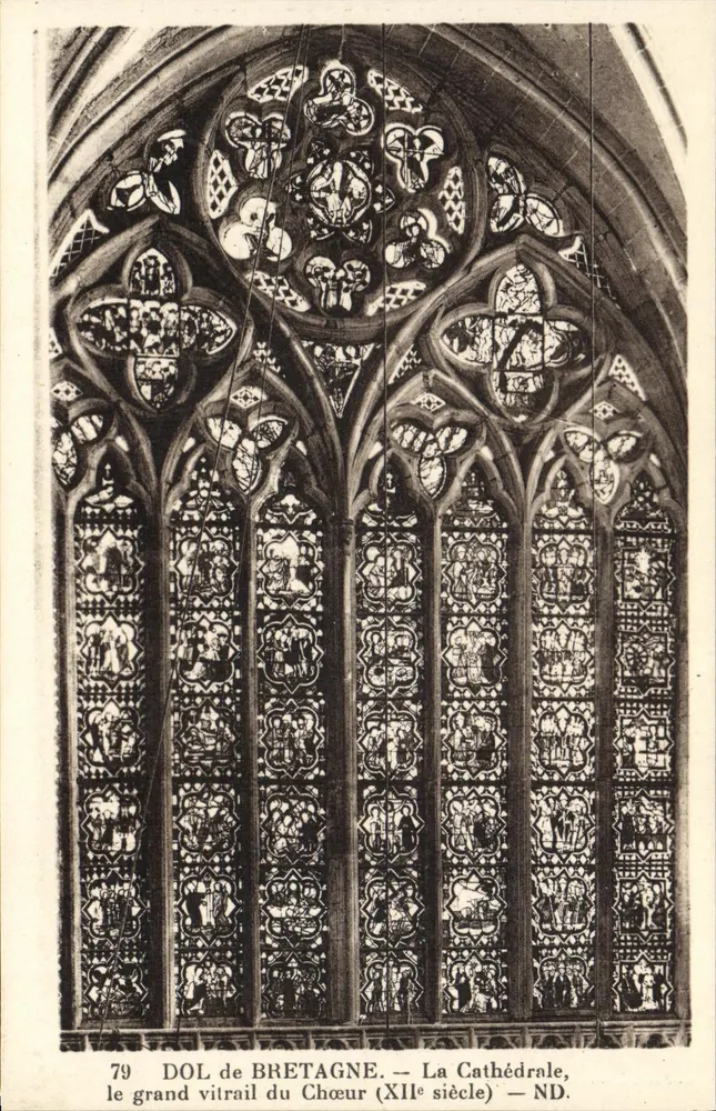 Dol de Bretagne — Die Kathedrale, das große Glasfenster des Chors (12. Jahrhundert) — ND. - Vorderseite