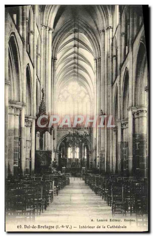 Dol-de-Bretagne (I.-&-V.) — Interior da Catedral — A. Lamiré Editeur, Rennes - Frente