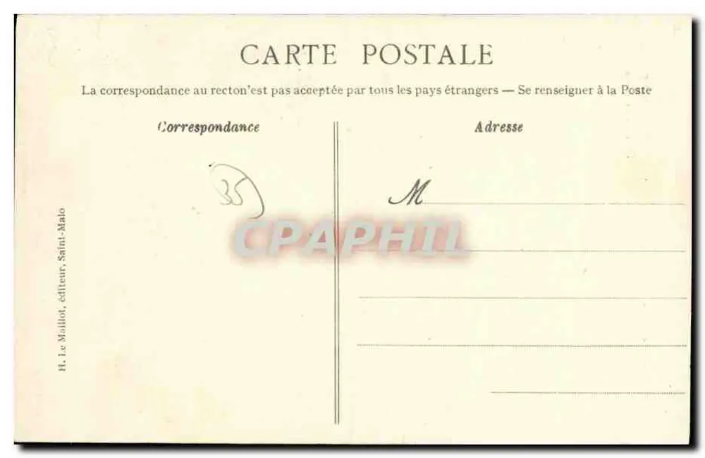 Dol-de-Bretagne — Saída da missa — Costa da Esmeralda, editor H. Le Maillot, n° 780 - Verso