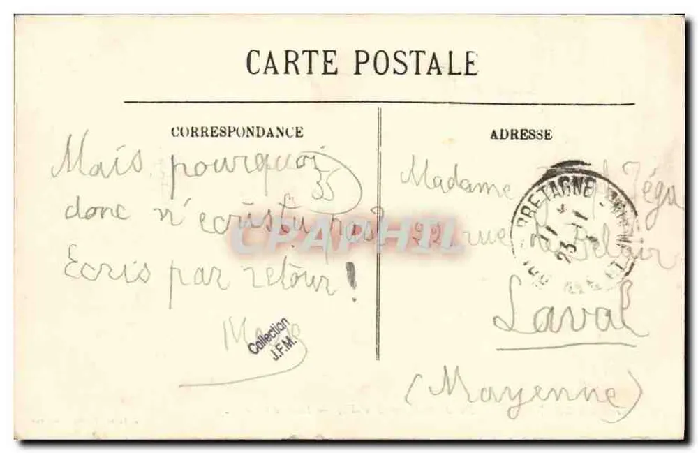 Dol-de-Bretagne (Ille-et-Vilaine) — Place des Postes — J. Sorel, Editor Rennes - Verso