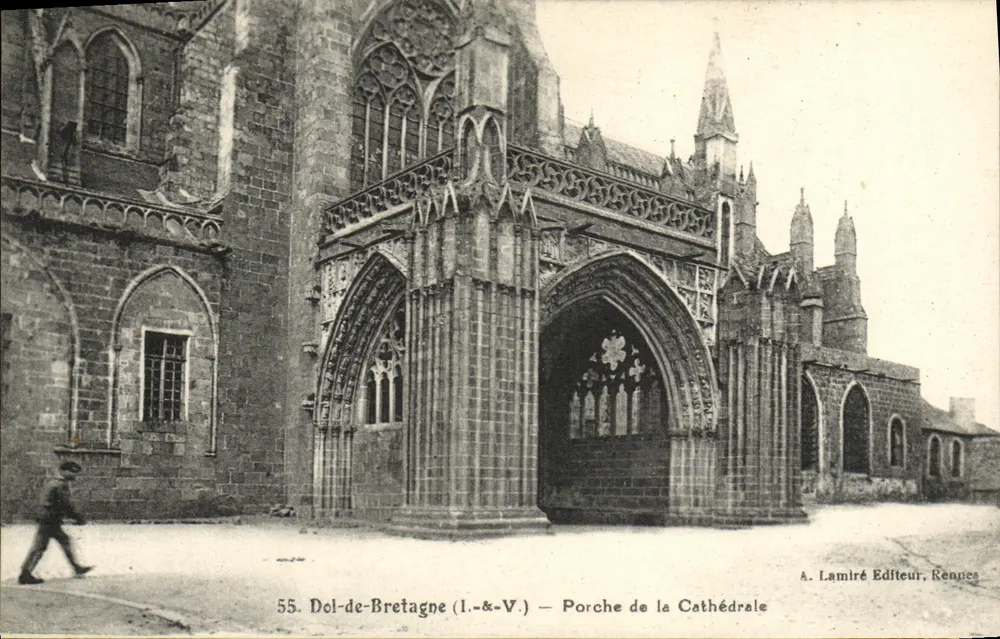 Dol-de-Bretagne (I.-&-V.) — Portal der Kathedrale — A. Lamiré Verlag, Rennes - Vorderseite