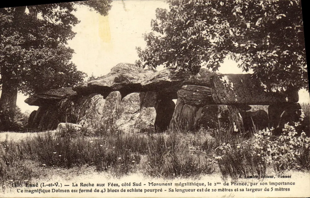Essé (Ille-et-Vilaine) — La Roche aux Fées, Südseite — Megalithischer Dolmen, 2. in Frankreich nach Bedeutung — Verlag A. Lambin, Rennes - Vorderseite