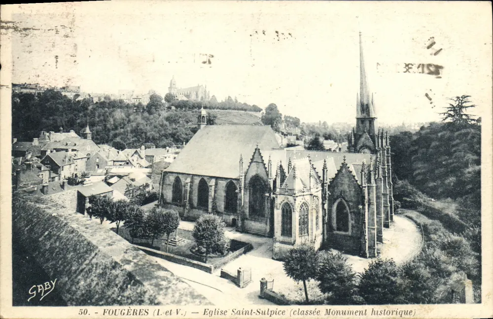 Fougères (Ille-et-Vilaine) — Igreja de Saint-Sulpice (classificada como Monumento Histórico) — Edição Gaby, n°50 - Frente