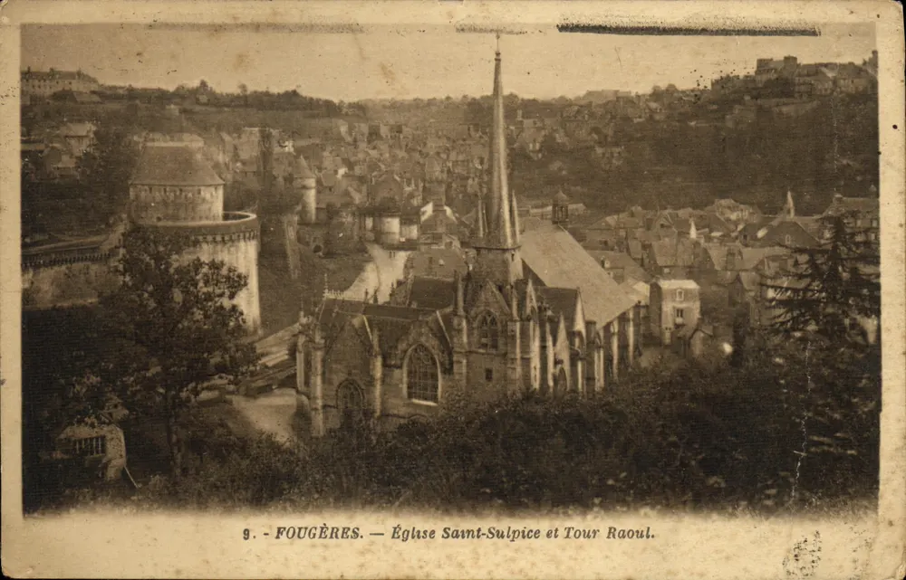 Fougères — Kirche Saint-Sulpice und Turm Raoul - Vorderseite