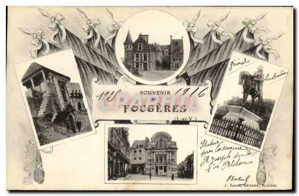 Fougères — Herinnering 1916 — J. Sorel, uitgever, Rennes - Voorkant