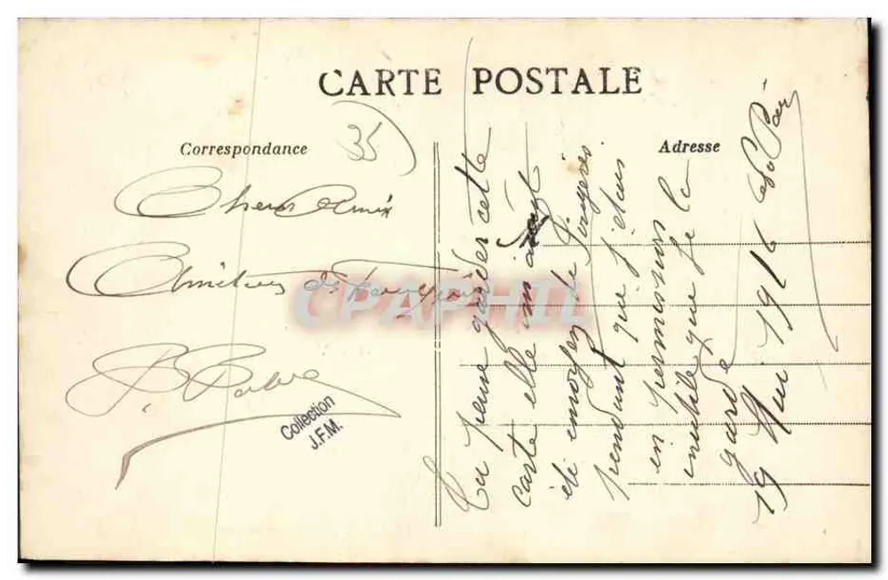 Fougères — Herinnering 1916 — J. Sorel, uitgever, Rennes - Achterkant