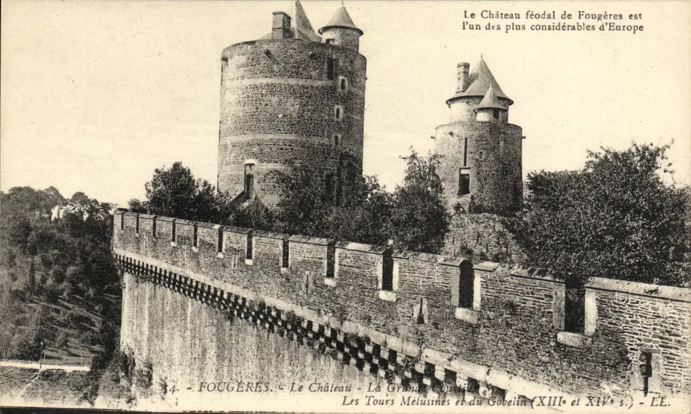 Fougères — Das Schloss — Die Türme Mélesines und du Gobelín (13. und 14. Jahrhundert) — ÉÉ. - Vorderseite